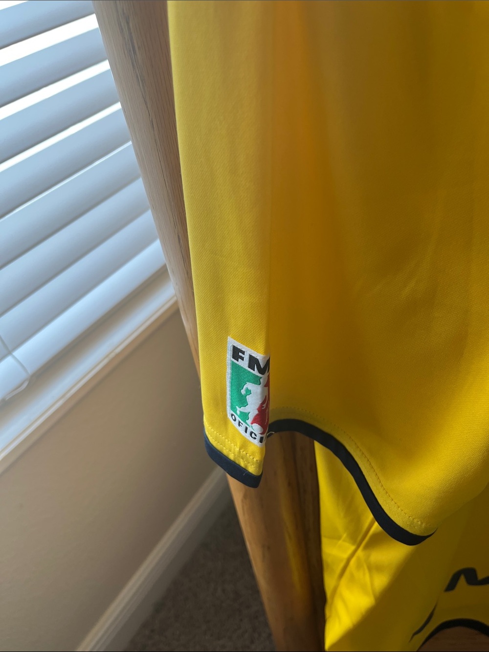 Club América Yellow Soccer Jersey with Navy Blue Trim - Picture 5 of 7